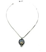 Mariana Necklace Pendant Beautiful Jet Black & Gray Opal Austrian Crystals My Treasures Coll.