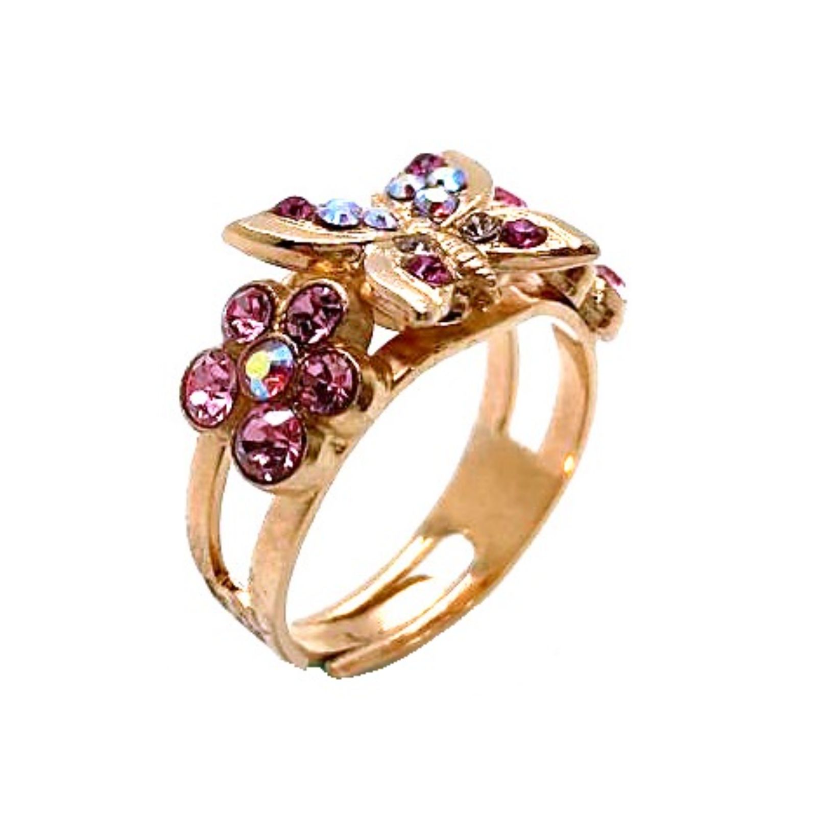 R-7031-1129-RG (1) Mariana Ring Butterfly Rose Opal & Rose Austrian Crystals My Treasures Coll. - Image 1