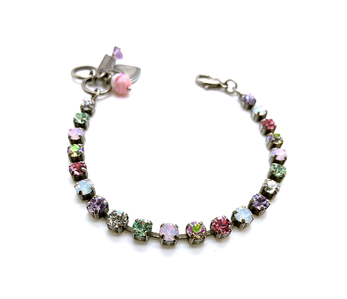 B-4000-1063-SP (1) Bracelet By Mariana Woman Beautiful Pink and Opal Swarovski Crystals-SP - Image 1