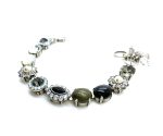 Bracelet By Mariana Africa Coll. Pyrite Mineral and Blacks Swarovski Crystals Silver Plated - Image 3