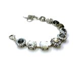 Bracelet By Mariana Africa Coll. Pyrite Mineral and Blacks Swarovski Crystals Silver Plated - Image 2