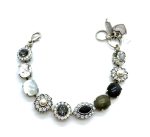 Bracelet By Mariana Africa Coll. Pyrite Mineral and Blacks Swarovski Crystals Silver Plated