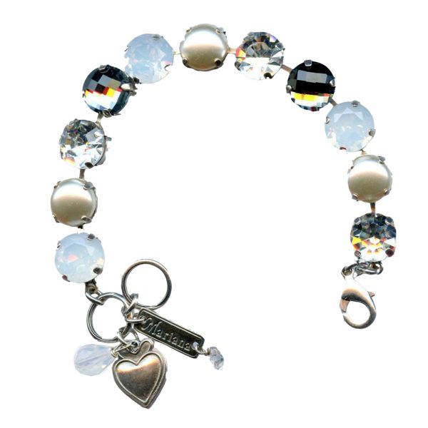 Mariana Bracelet Elegant Black Diamond, Clear, White Opal & Pearl Austrian Crystals Marilyn Icons Coll.