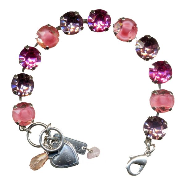 Mariana Bracelet Lovely Lt Rose, Pink Opal, Amethyst & Fuchsia Austrian Crystals Breast Cancer Awareness Icons Coll.