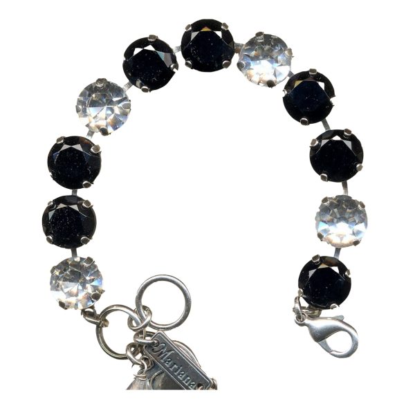 Mariana Bracelet Exude Elegance Jet Black & Clear Austrian Crystals Checkmate Cocktail Hour Coll.