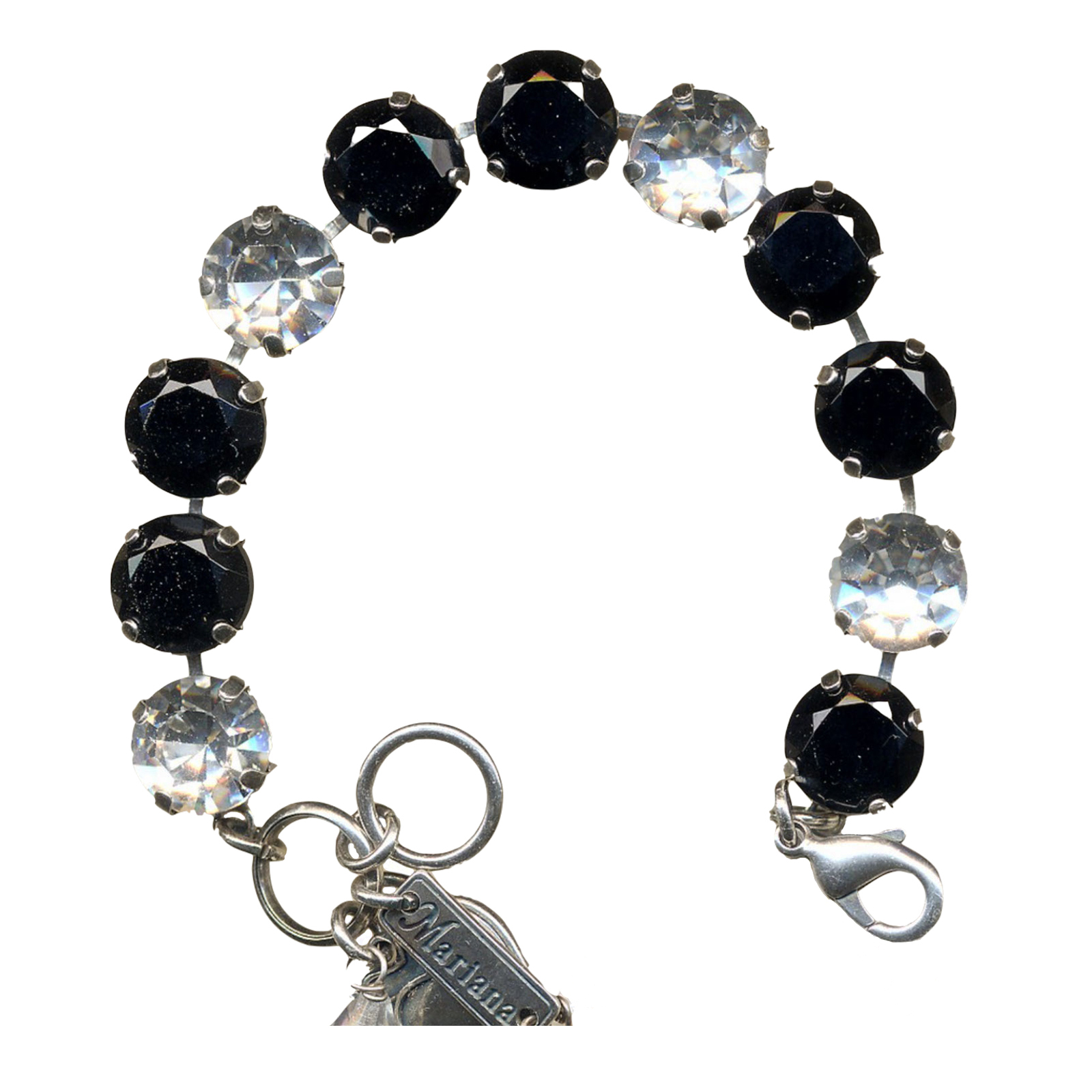 B-4474-280-1-SP(4) Mariana Bracelet Exude Elegance Jet Black & Clear Austrian Crystals Checkmate Cocktail Hour Coll. - Image 1