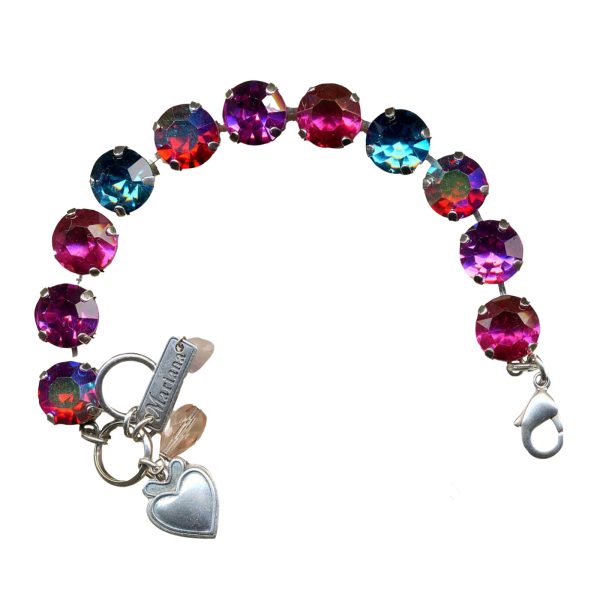 Mariana Bracelet Glamorous Indian Pink, Purple, Lt Siam, Blue Zircon & Peach Austrian Crystals Sorbet Sweet Summer Coll.