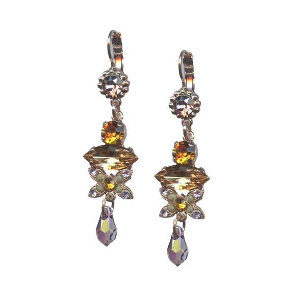 Mariana Earrings Dangling Topaz & Vitrail Medium Austrian Crystals Audrey Icons Coll.
