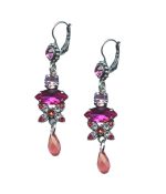 Mariana Earrings Dangling Rose, Fuchsia & Tanzanite Austrian Crystals Joy Nirvana Coll.