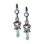 Mariana Earrings Dangling Rose & Chrysolite Opal Austrian Crystals Eternity Nirvana Coll.