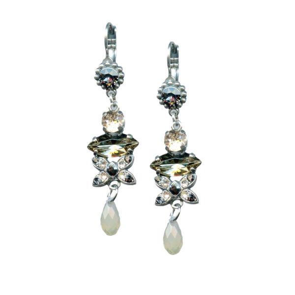 Mariana Earrings Dangling Champagne & Silk Austrian Crystals Luxury Nirvana Coll.