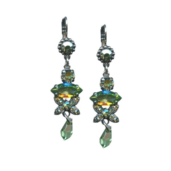 Mariana Earrings Dangling Peridot & AB  Austrian Crystals My Treasures Coll.