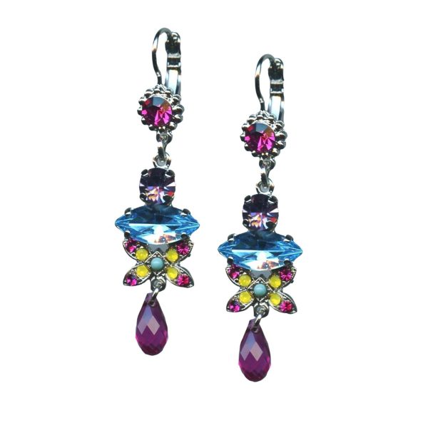 Mariana Earrings Dangling Colorful Austrian Crystals Cuba Caribbean Life Coll.