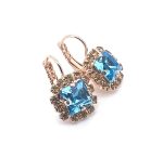 Earrings By Mariana Wonderland Coll. Exquisite Aqua & Golden Shadow Swarovski Crystals - Image 3