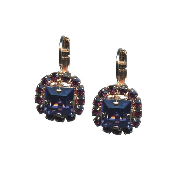 Mariana Earrings Stunning Tanzanite & Burgundy Austrian Crystals My Treasures Coll.