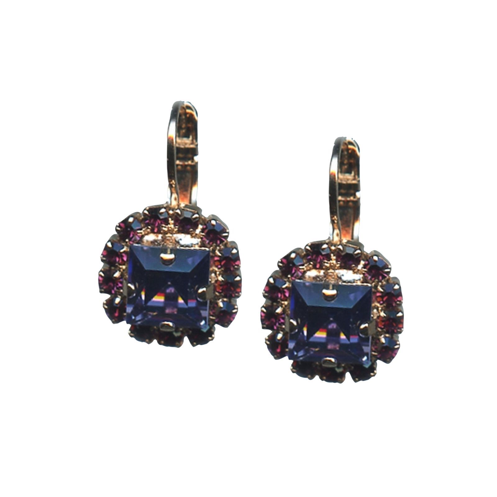 E-1002-3-2139-EG6(1) Mariana Earrings Stunning Tanzanite & Burgundy Austrian Crystals My Treasures Coll. - Image 1