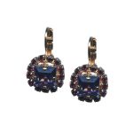 Mariana Earrings Stunning Tanzanite & Burgundy Austrian Crystals My Treasures Coll. - Image 2