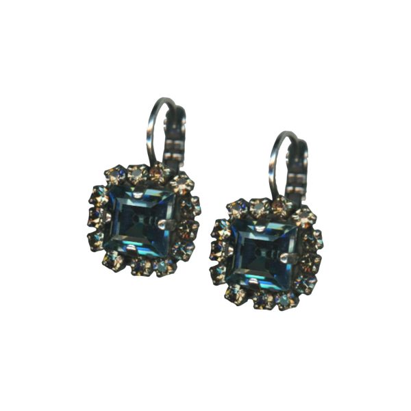Mariana Earrings Elegant Black Diamond & Greige Austrian Crystals  Martini Cocktail Hour Coll.
