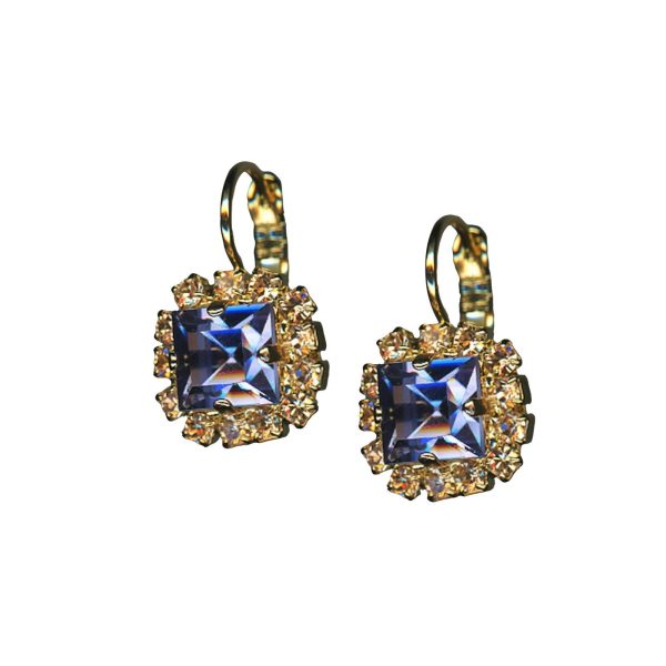 Mariana Earrings Classy Tanzanite & Light Peach Austrian Crystals My Treasures Coll.