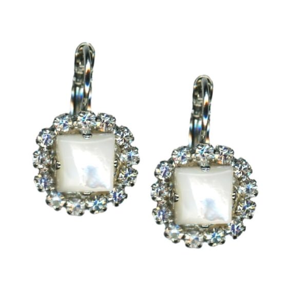 Mariana Earrings Exude Elegance White Shell Mineral & Clear Austrian Crystals My Treasures Coll.