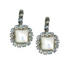 Mariana Earrings Exude Elegance White Shell Mineral & Clear Austrian Crystals My Treasures Coll. - Image 2