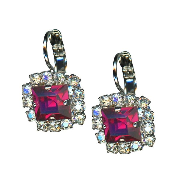 Earrings By Mariana Africa Coll. Beautiful Crystal Moonlight & Ruby Swarovski Crystals