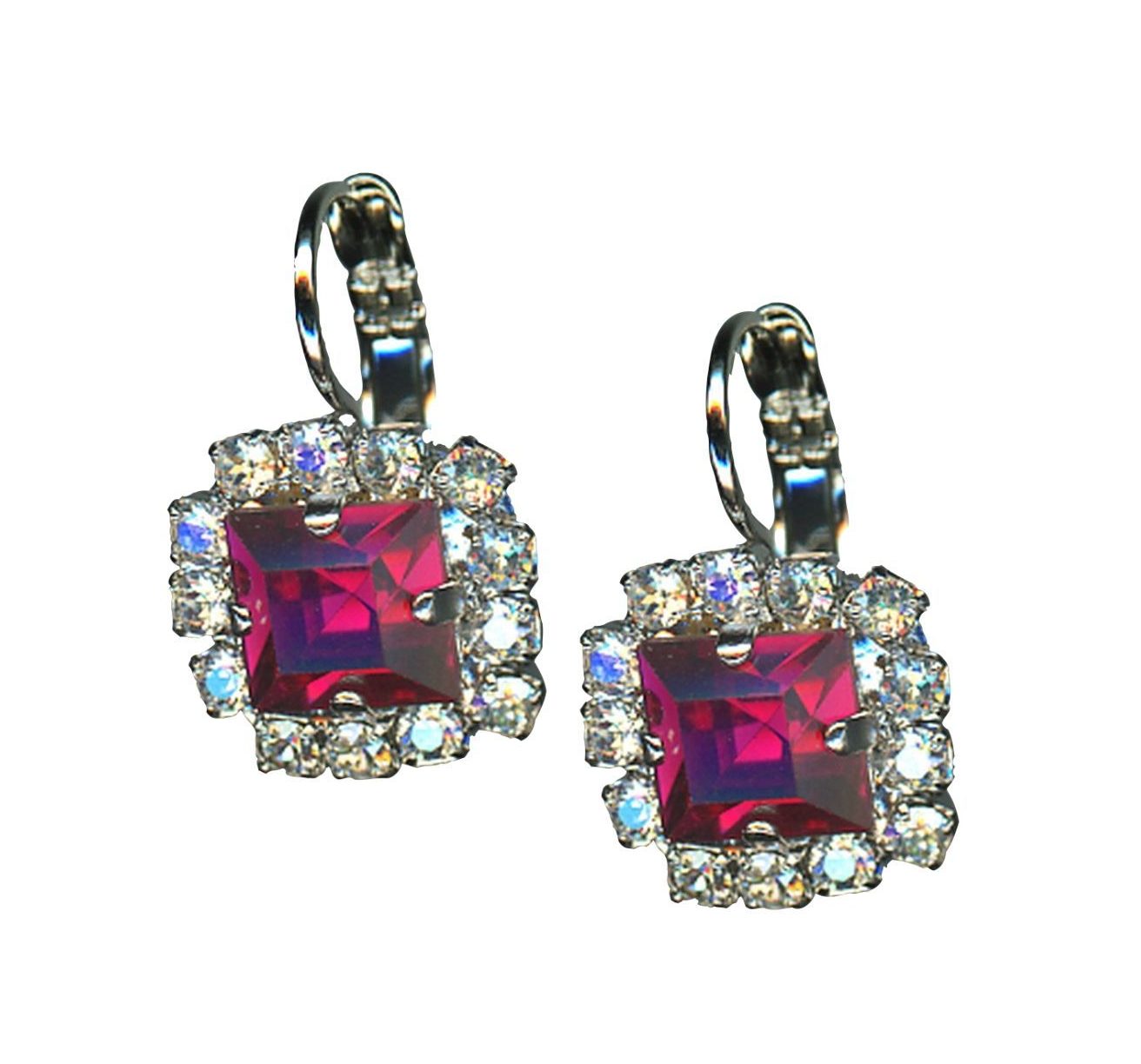 E-1002-3-MOL501-SP6 Earrings By Mariana Africa Coll. Beautiful Crystal Moonlight & Ruby Swarovski Crystals - Image 1