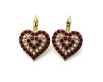 Earrings By Mariana Woman Stunning Heart Shaped Pearl Mineral and Siam Swarovski Crystals - Image 2