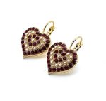 Earrings By Mariana Woman Stunning Heart Shaped Pearl Mineral and Siam Swarovski Crystals