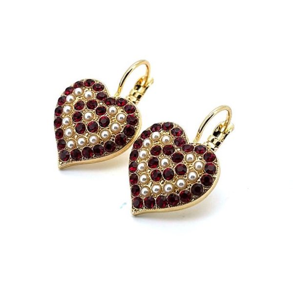 Earrings By Mariana Woman Stunning Heart Shaped Pearl Mineral and Siam Swarovski Crystals