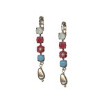 Mariana Earrings Gorgeous Dangling White Opal, Drk Red Coral, Siam, Turq & Pearl Austrian Crystals Happiness Joy Of Life Coll.