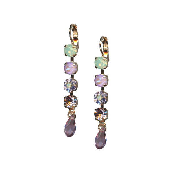 Mariana Earrings Fab Chrysolite Opal, Lavender Delite, Lt Amethyst & Golden Shadow Austrian Crystals Lavender Botanica Coll.