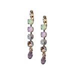 Mariana Earrings Fab Chrysolite Opal, Lavender Delite, Lt Amethyst & Golden Shadow Austrian Crystals Lavender Botanica Coll. - Image 3