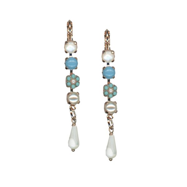 Mariana Earrings Precious Dangling White Shell & Turquoise Mineral Austrian Crystals New Moon Mystique Winter 2019 Coll.