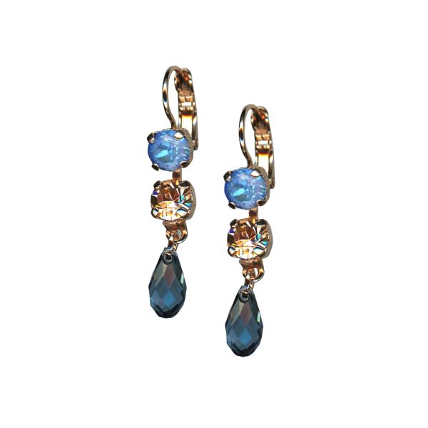 Mariana Earrings Classy Ocean Delite, Golden Shadow & Navy Blue Austrian Crystals Blue Morpho My Butterfly Coll.