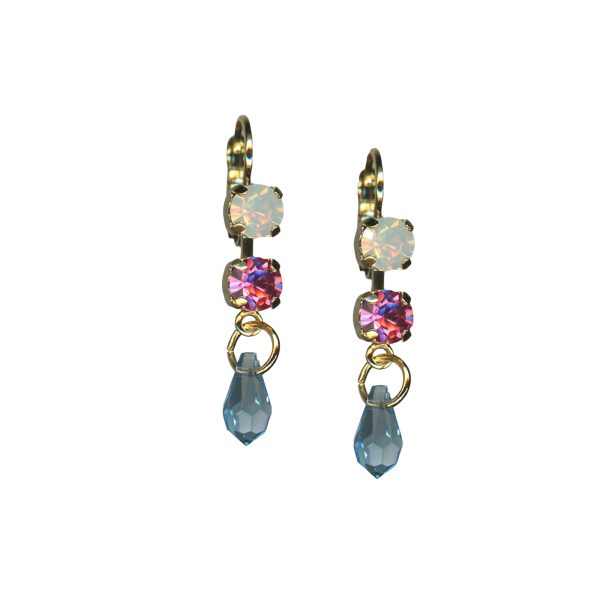 Mariana Earrings Lovely White Opal, Rose & Lt Turquoise Austrian Crystals Memories of Montmartre Summer 2022 Coll.