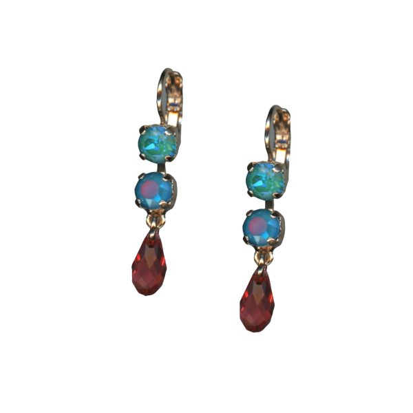 Mariana Earrings Glitzy Laguna Delite, Ocean Delite & Padparadscha Austrian Crystals Bird Of Paradise Botanica Coll.