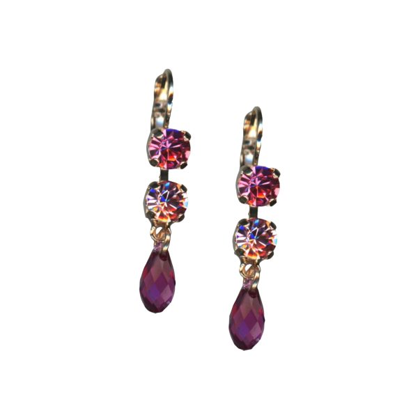 Mariana Earrings Alluring Fuchsia & Lt Rose Austrian Crystals Saba Caribbean Life Coll.