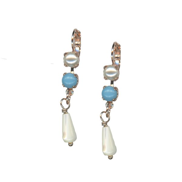 Mariana Earrings Charming Pearl & Turquoise Mineral Austrian Crystals New Moon Mystique Winter 2019 Coll.
