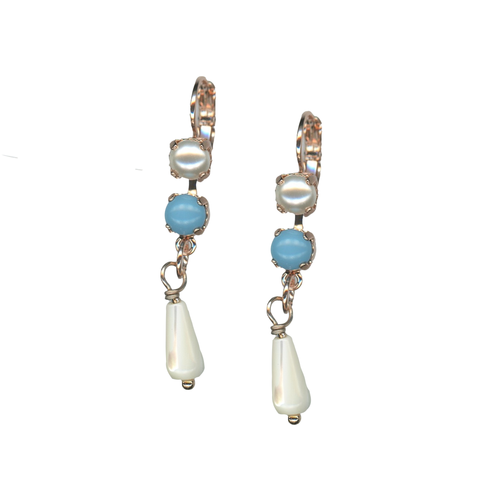 E-1008-2-M87-1-YG6(1) Mariana Earrings Charming Pearl & Turquoise Mineral Austrian Crystals New Moon Mystique Winter 2019 Coll. - Image 1