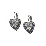 Mariana Earrings Heart Shaped Purple Velvet & White Opal Austrian Crystals Purple Rain Cocktail Hour Coll. - Image 2