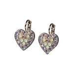 Mariana Earrings Heart Shaped Violet, Chrysolite Opal & Lt Rose Austrian Crystals Levander Botanica Coll.