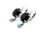 Mariana Earrings Zanzibar Africa Coll. Elegant Jet Black & Turquoise Austrian Crystals - Image 2