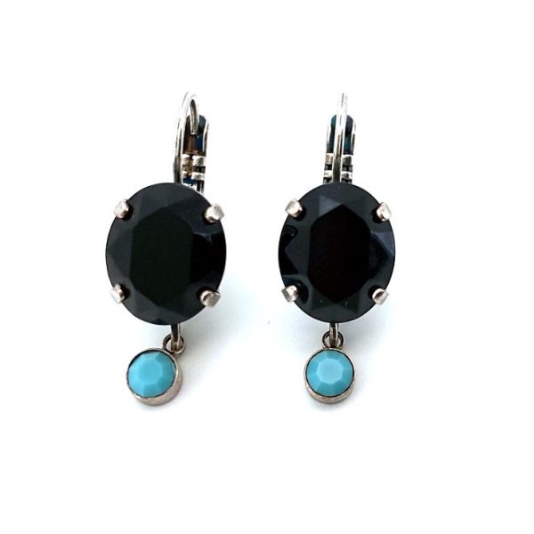 Mariana Earrings Zanzibar Africa Coll. Elegant Jet Black & Turquoise Austrian Crystals