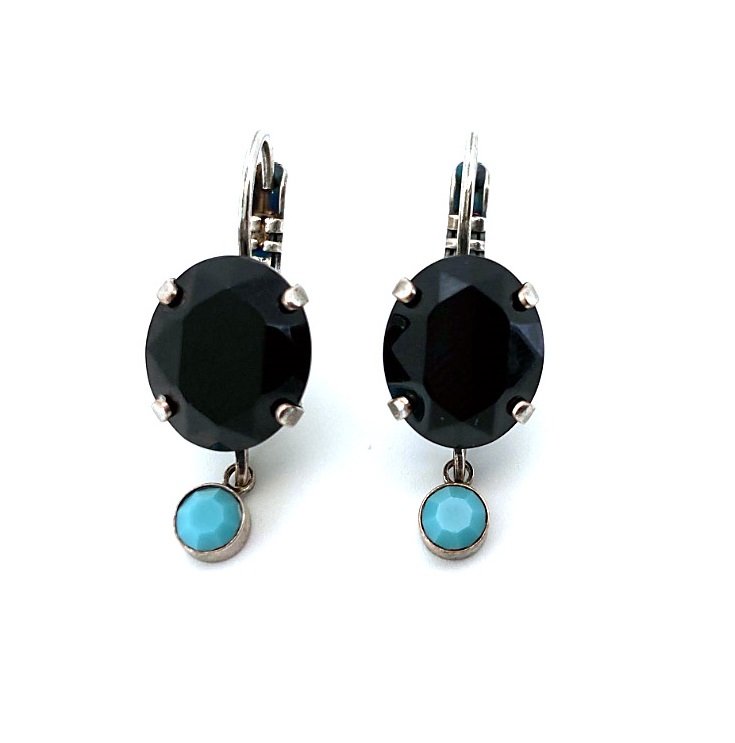E-1023-2-1081-SP6 (3) Mariana Earrings Zanzibar Africa Coll. Elegant Jet Black & Turquoise Austrian Crystals - Image 1
