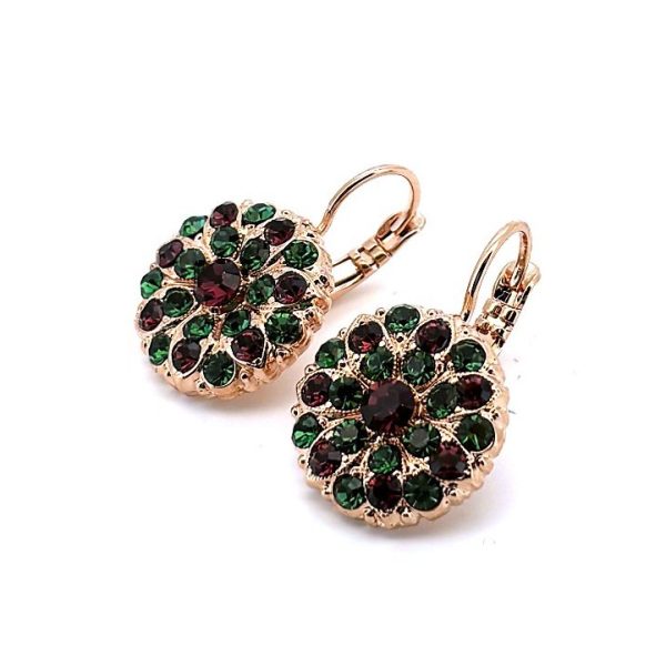 Earrings By Mariana Woman Guardian Angel Amethyst and Fern Green Swarovski Crystals