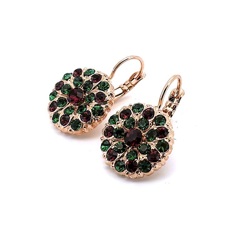 E-1029-204291-RG6 (2) Earrings By Mariana Woman Guardian Angel Amethyst and Fern Green Swarovski Crystals - Image 1
