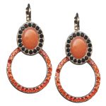 Mariana Earrings Sassy Dolomite Coral Mineral, Hyacinth & Jet Black Austrian Crystals St Barts Caribbean Life Coll. - Image 2