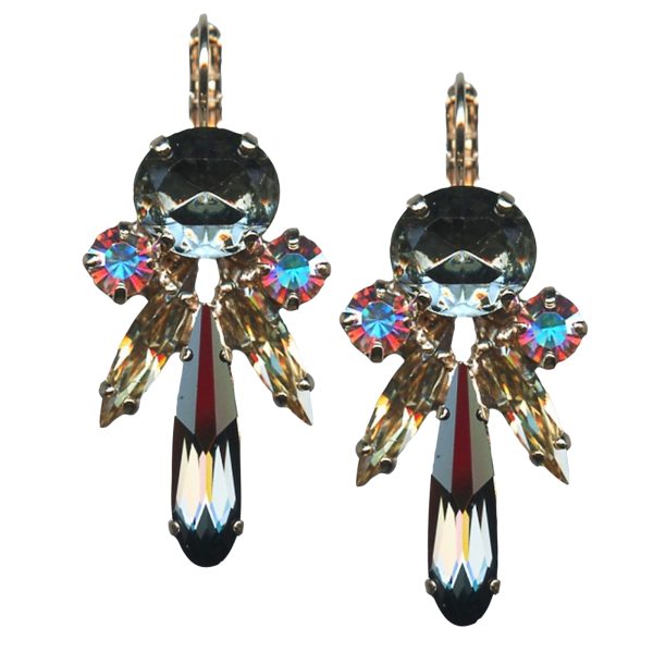 Mariana Earrings Gorgeous Morion, Black Diamond, Golden Shadow & AB Austrian Crystals Adeline Odyssey Coll.