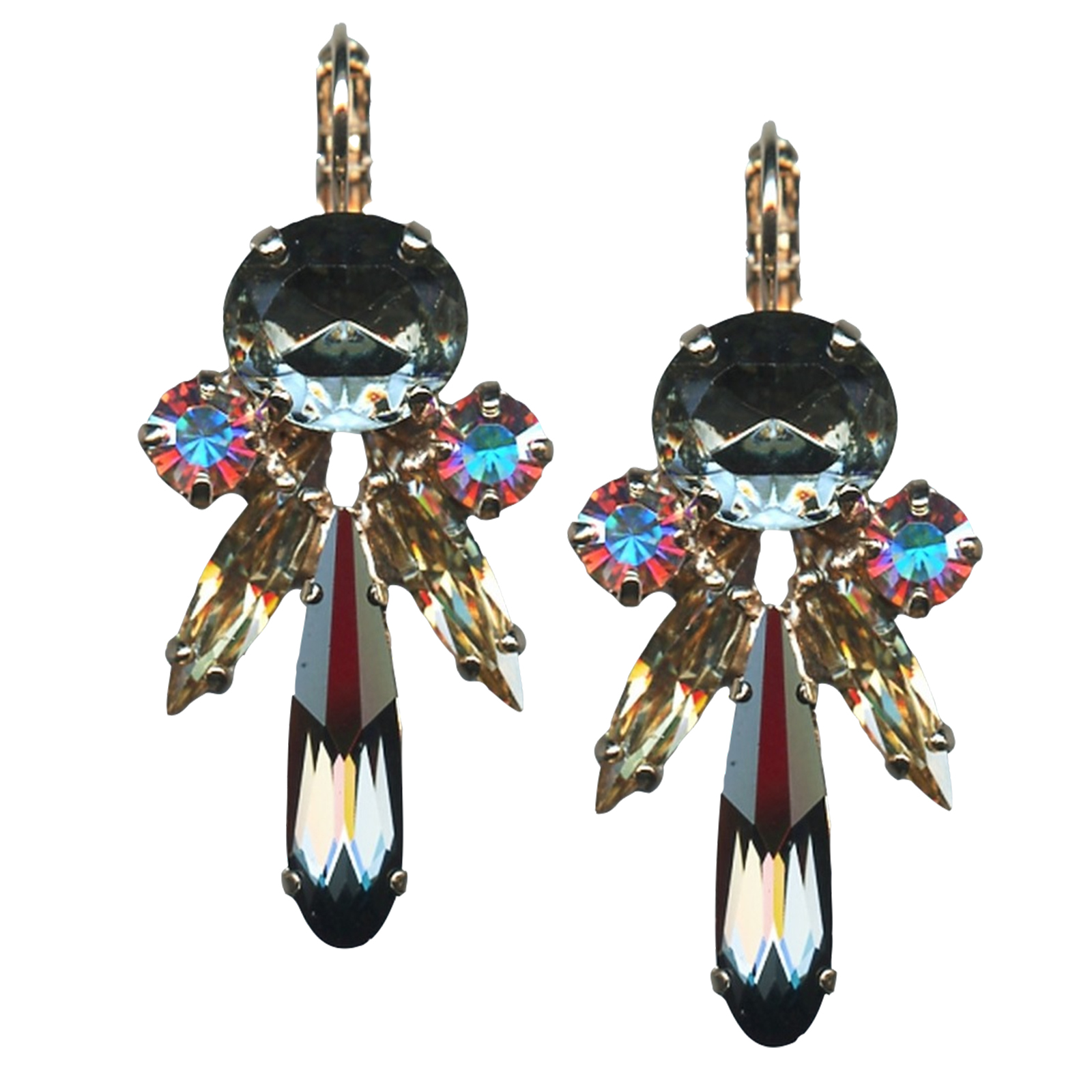 E-1030-3-1094-RG6(1) Mariana Earrings Gorgeous Morion, Black Diamond, Golden Shadow & AB Austrian Crystals Adeline Odyssey Coll. - Image 1